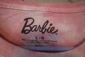 Barbie Barbie spider web graphic t-shirt tie dye in pink, black and hot pink size large. thumbnail 5
