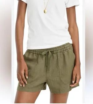 J Crew Point Sur Chambray Seaside Short in Linen Blend White Size Small NWT thumbnail 3
