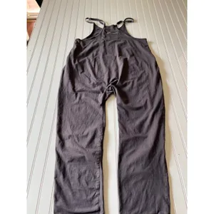 Oufeiya Charcoal Gray Wide Leg Overalls Adjustable Straps Drop Crotch Jumpsuit M thumbnail 6
