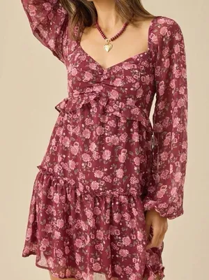 NEW Altar’d State Floral Mini Dress Size XL NWT thumbnail 1