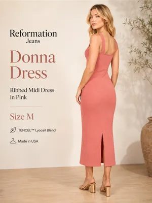 Reformation Jeans Donna Dress Pink Ribbed Side Slit Maxi Dress Size M thumbnail 2