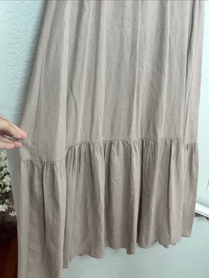Cynthia Rowley Dusty Mauve Flutter Sleeve Maxi Dress Linen Prairie Demure Medium thumbnail 8
