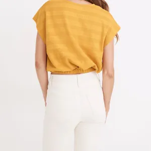 Madewell Pointelle Knit Short-Sleeve Crop Top Size Large Tungsten Glow thumbnail 2