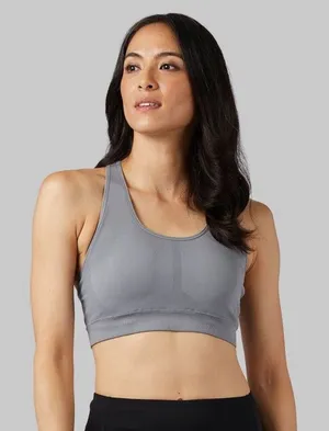 32 Degrees Heat WOMEN'S SEAMLESS RACERBACK SPORTS BRA Steel Grey thumbnail 1