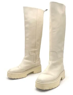 Sam Edelman Larina Boot Ivory Cream Leather Tall Lug Sole Boots Women’s Size 7.5 thumbnail 1