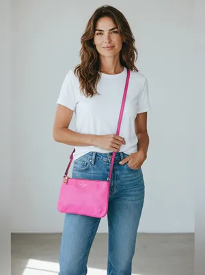 kate spade Hot Pink Leather Crossbody with Gold Logo thumbnail 4