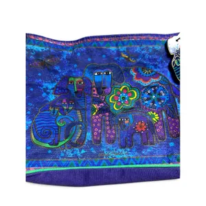Laurel Burch Shoulder Bag Cats Dogs Purple Green Canvas Art Purse Vintage thumbnail 8