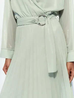 Zara Light Sage Green Wrap Robe Dress thumbnail 4