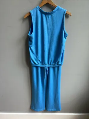 PJ Salvage Women's Cozy V-Neck Tank and Lounge Pants Set Electric Blue XS thumbnail 5