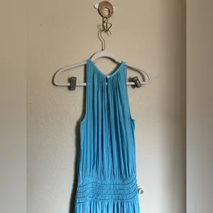Ramy Brook Audrey Blouson Midi Dress Sz XS Turquoise Satin Sleeveless‎ thumbnail 7