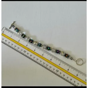 Clear and iridescent crystal beaded bracelet thumbnail 8