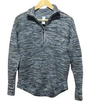 OFFLINE‎ By Aerie Home Stretch Quarter Zip Sweater Black Size Oversized XS thumbnail 1