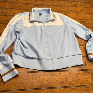 Wild‎ Fable Women's Blue White Track Jacket Full Zip Athletic Retro Size L thumbnail 1