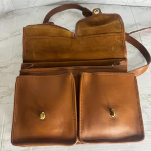 Coach kensington satchel briefcase Leather Messenger Brown bag front pockets thumbnail 10