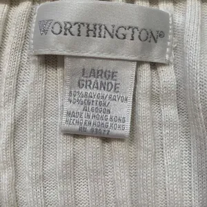 Vintage Worthington Cardigan Sweater Oatmeal Ribbed Knit V-neck Long Sleeve‎ thumbnail 9
