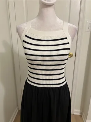 Tuckernuck Moon River Square Neck Sweater Knit Mix Media Midi Dress Size Small thumbnail 5