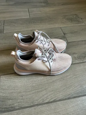 KURU Women's Pale Pink Knit Lace-Up Sneakers thumbnail 4