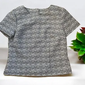 Express NWT Black & White Tweed Top XS thumbnail 1