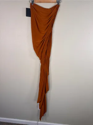 Norma Kamali Diana One Shoulder Ruched Gown Bronze Womens S Bodycon Midi Baddie thumbnail 3