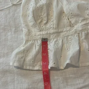 Coastal Chic White Eyelet Peplum Crop Top Open Back Romantic Summer Small thumbnail 6