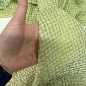 Mable M Medium Babydoll Mini Dress Green Textured Puff Sleeves Pockets‎ Coquette thumbnail 15