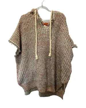 Easel Hoodie Short Sleeve Pullover Hoodie Sweater poncho Boho Artsy Comfy thumbnail 1