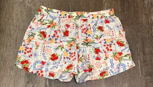White Floral & Fruit Print Elastic-Waist Athletic Shorts thumbnail 1