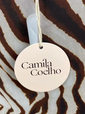 NEW Camila Coelho Brown Zebra Print Slip Maxi Dress Size Large Mesh Y2K Revolve thumbnail 8