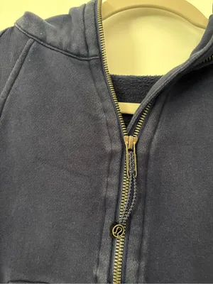 lululemon athletica Navy Cropped Half-Zip Hoodie Sweater thumbnail 3