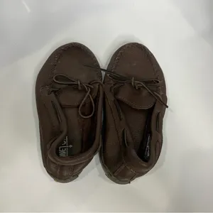Minnetonka brown soft pebbled leather‎ moccasins indoor outdoor slippers size 8 thumbnail 6