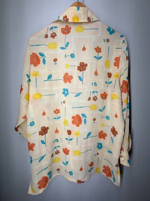 90s Vintage Beverly Rose Floral Button Up Blouse Retro Mod‎ Scandinavian thumbnail 8
