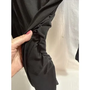 Black Maternity T-Shirt Women's M Black with Pocket V Neck Gathered Sides thumbnail 4