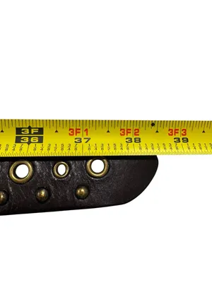 Fossil Dark Brown Genuine Leather Eyelet Studded Belt Round Brass Buckle thumbnail 7