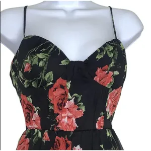 Crystal Doll Dress Juniors 1 Black Floral Chiffon Maxi Sundress Layered Summer thumbnail 4