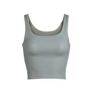 Skims Gray Cotton Ribbed Sleeveless Cropped Casual Tank Top Size XS thumbnail 6