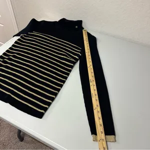 Lauren Ralph Lauren Y2K Gold Metallic Striped Classic Long Sleeve Sweater Large thumbnail 8