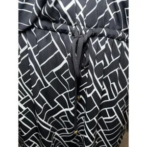 LAUREN‎ Ralph Lauren Dolman Sleeve Drawstring Waist Dress Medium Black Print thumbnail 5