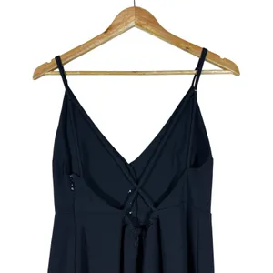Urban Outfitters Button Front Solid Mini Dress Black 90s Style Cross Back Size M thumbnail 4