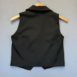 SNDYS Womens Black Cropped Button Up‎ Vest Notched Lapel Size S Small thumbnail 6