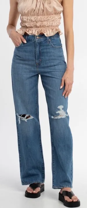 NWT Levi’s High Waisted Straight Jeans in Joe Strut Destructed size 30x29 NEW thumbnail 1