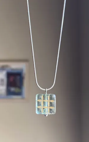 Handmade Czech glass translucent aqua bead stainless steel necklace ✨ thumbnail 8
