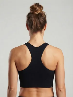 GILLY HICKS Ribbed Racerback Crop Top Brami L Black NWOT thumbnail 5