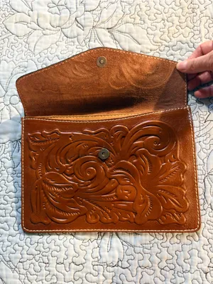 💥Patricia Nash Tooled Leather Tech Portfolio Envelope Clutch Brown💛 thumbnail 3