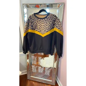 SheIn Color Block Leopard Panel Drop Shoulder Sweater 2XL thumbnail 16