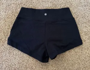 Black high-waisted athletic shorts, girls large but fit like adult xs #activewear #workout thumbnail 1