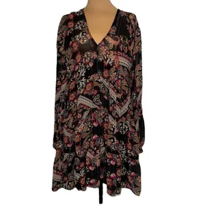 Zara Floral Paisley Print Long Sleeve‎ V Neck Mini Dress thumbnail 2