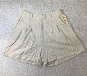 West of Melrose‎ Womens Pleated Linen Blend Shorts Oatmeal XS ACP40169-TI NEW thumbnail 1