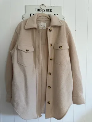 Wilfred Free XS Beige Teddy Shacket with Chest Pockets thumbnail 1
