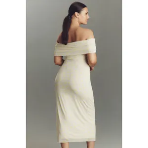 AFRM NWT Zamora Off Shoulder Mesh Midi Dress in Sun Dot‎ Yellow Size XL thumbnail 2