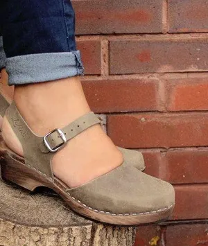 Lotta Low Wood Clogs In Taupe Oiled Nubuck thumbnail 1
